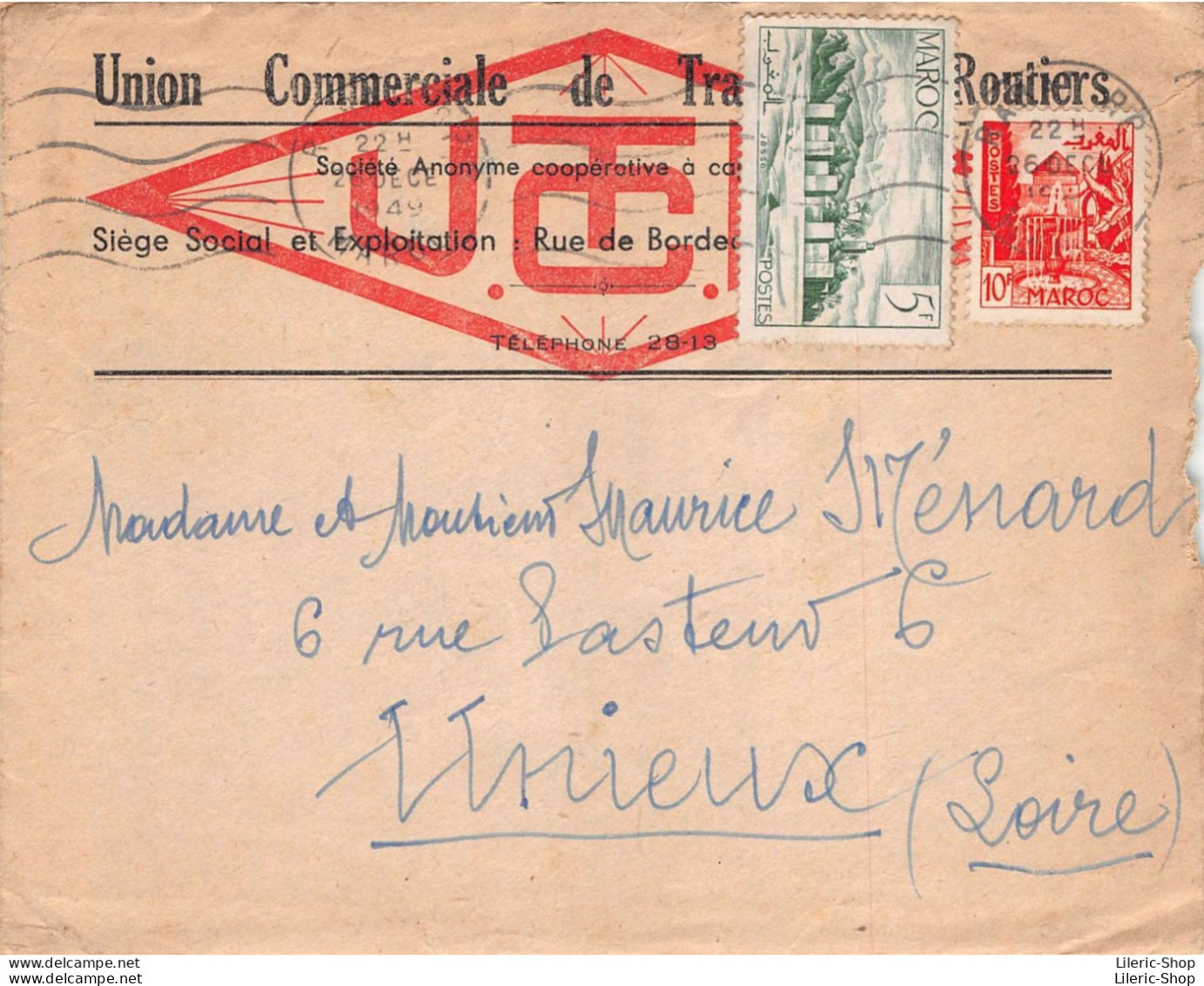 10 Lettres Avec Timbres MAROC De Rabat à Unieux (42)  Entre 2 Frères Ménard De 1947 à 1952 - - Lettres & Documents