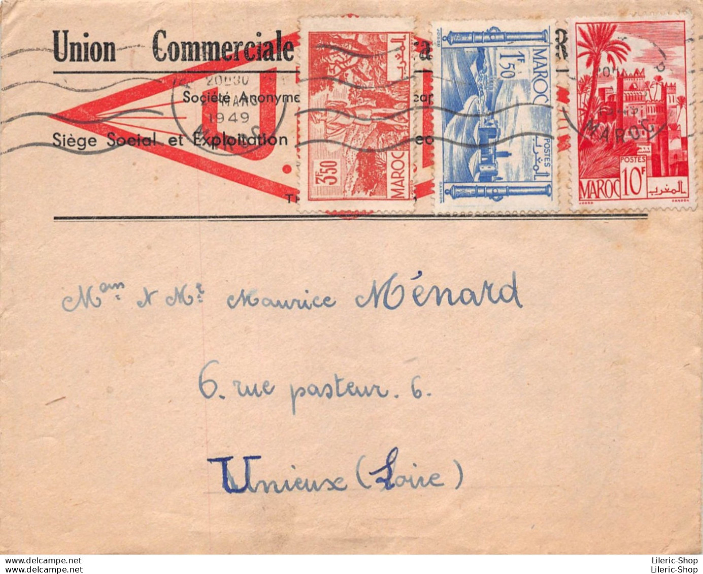 10 Lettres avec timbres MAROC de Rabat à Unieux (42)  entre 2 frères Ménard de 1947 à 1952 -