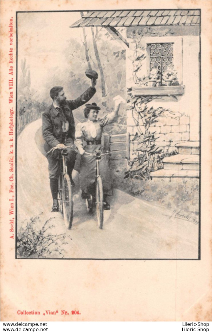 Collection,Vlan" Nr. 204. A. Sockl, Wien - Illustrateur Charles Scolik - Couple De Cyclistes   - PRÉCURSEUR - Scolik, Charles