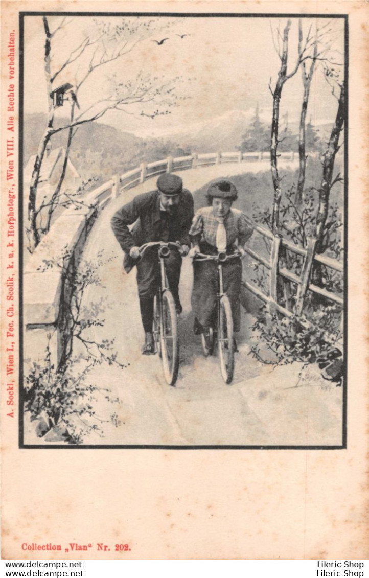 Collection,Vlan" Nr. 202. A. Sockl, Wien - Illustrateur Charles Scolik - Couple De Cyclistes   - PRÉCURSEUR - Scolik, Charles