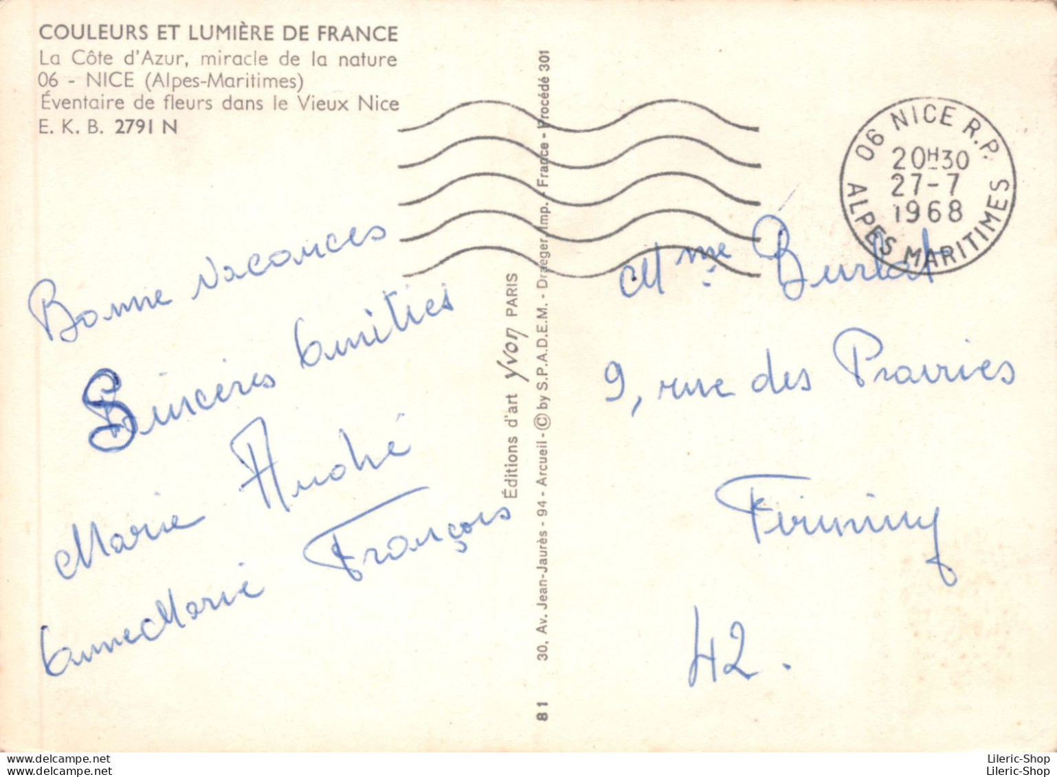 NICE (Alpes-Maritimes) Éventaire De Fleurs Dans Le Vieux Nice - Marchande De Fleurs - Renault 4L Cpsm GF 1968 - Scènes Du Vieux-Nice