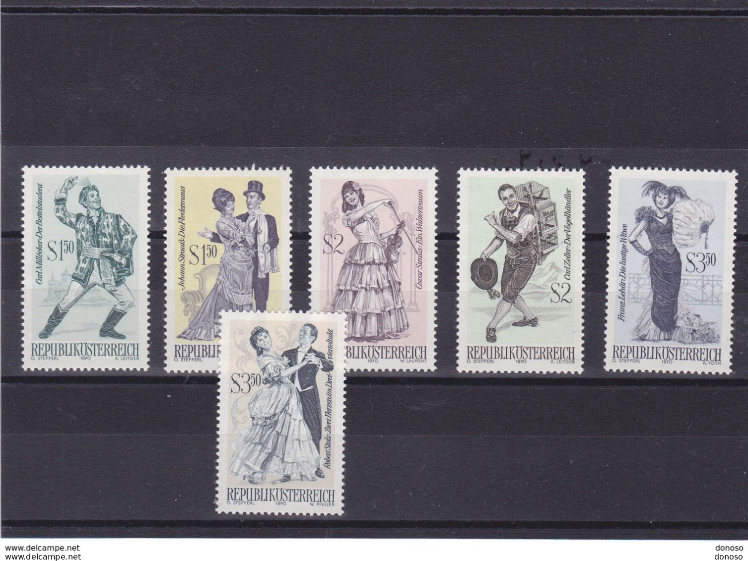 AUTRICHE 1970 OPERETTES Yvert 1160-1162 + 1167-1169, Michel 1331-1333 + 1338-1340 NEUF** MNH Cote 5 Euros - Unused Stamps