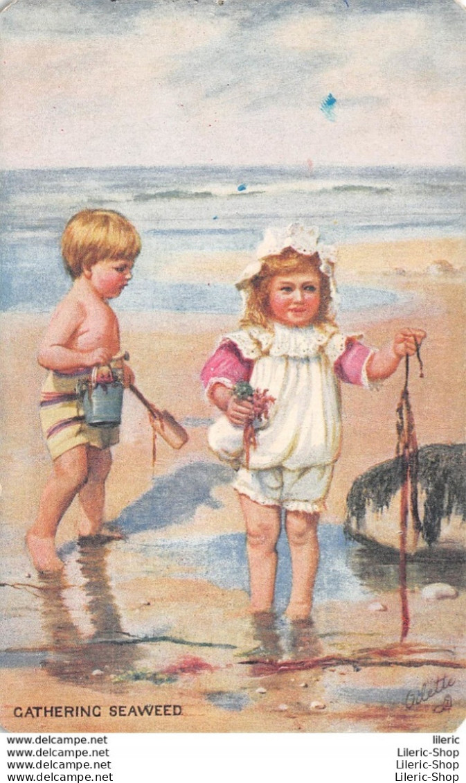 Enfant / TUCK LITTLE FOLKS AT SEASIDE Children Gathering Seaweed OILETTE - 1900-1949