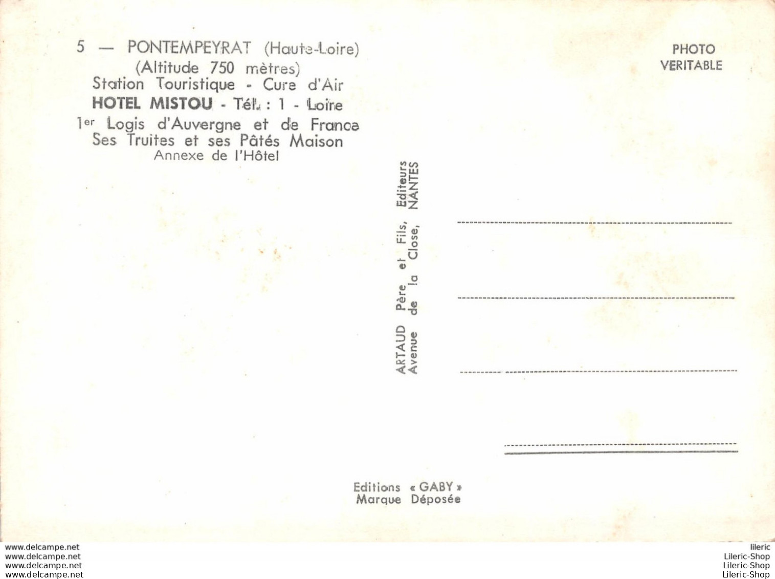 43 // PONTEMPEYRAT // ANNEXE DE L'HOTEL MISTOU VERS 1960 - EDITIONS GABY - Autres & Non Classés