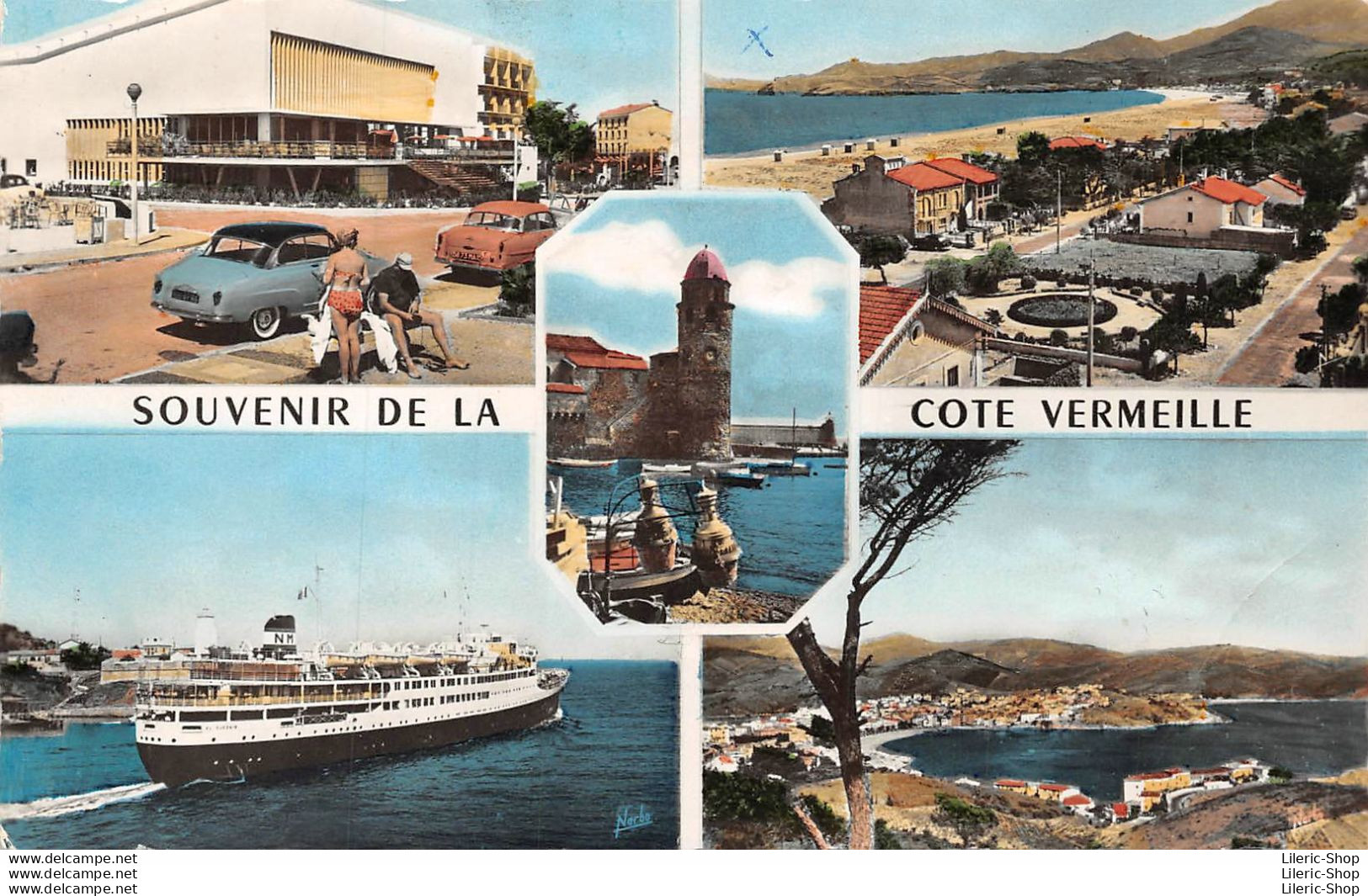 [66]  Souvenir De La Côte Vermeille Cpsm 1959  - Multivues - Automobiles - Courrier EL DJEZAIR - Autres & Non Classés