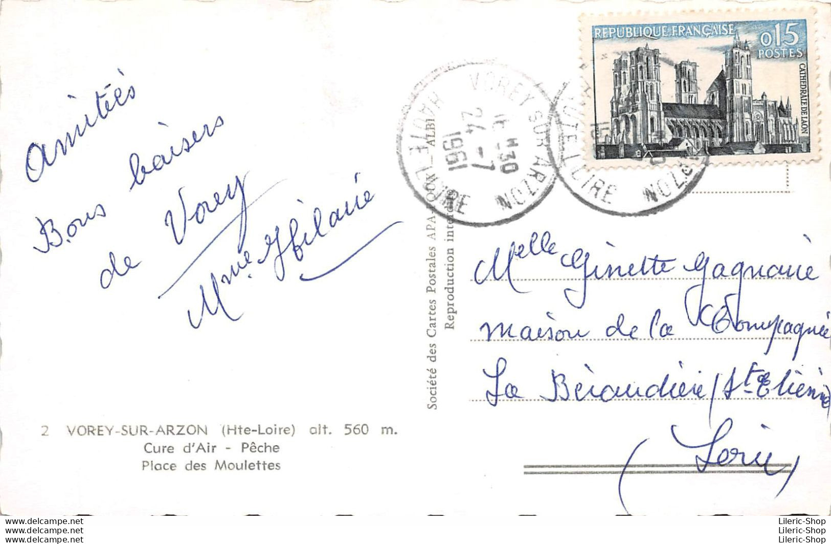 [43]  VOREY-SUR-ARZON  - Place Des Moulettes - Bureau De Tabacs Cpsm 1961 - APA-POUX - Autres & Non Classés