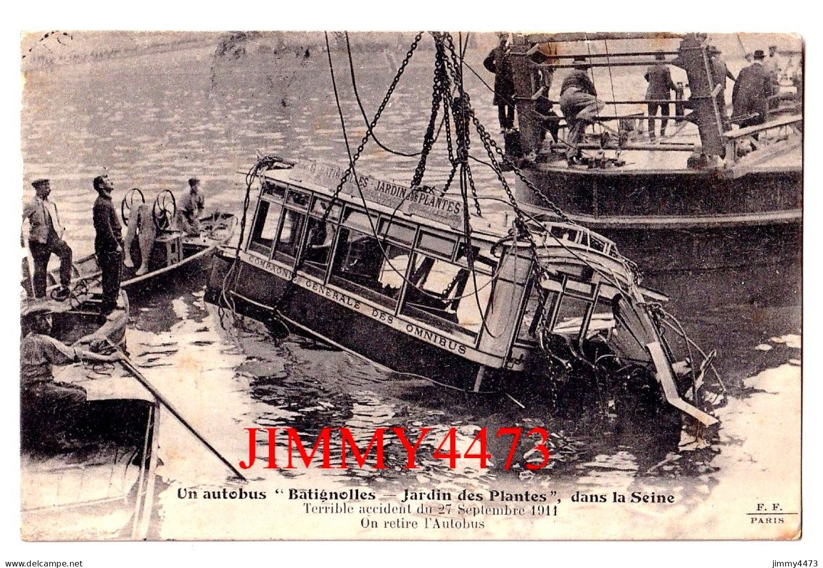 CPA En V.O.- Un Autobus Batignolles Dans La Seine - Terrible Accident Du 27 Septembre 1914 ( Bien Animée ) - Buses & Coaches
