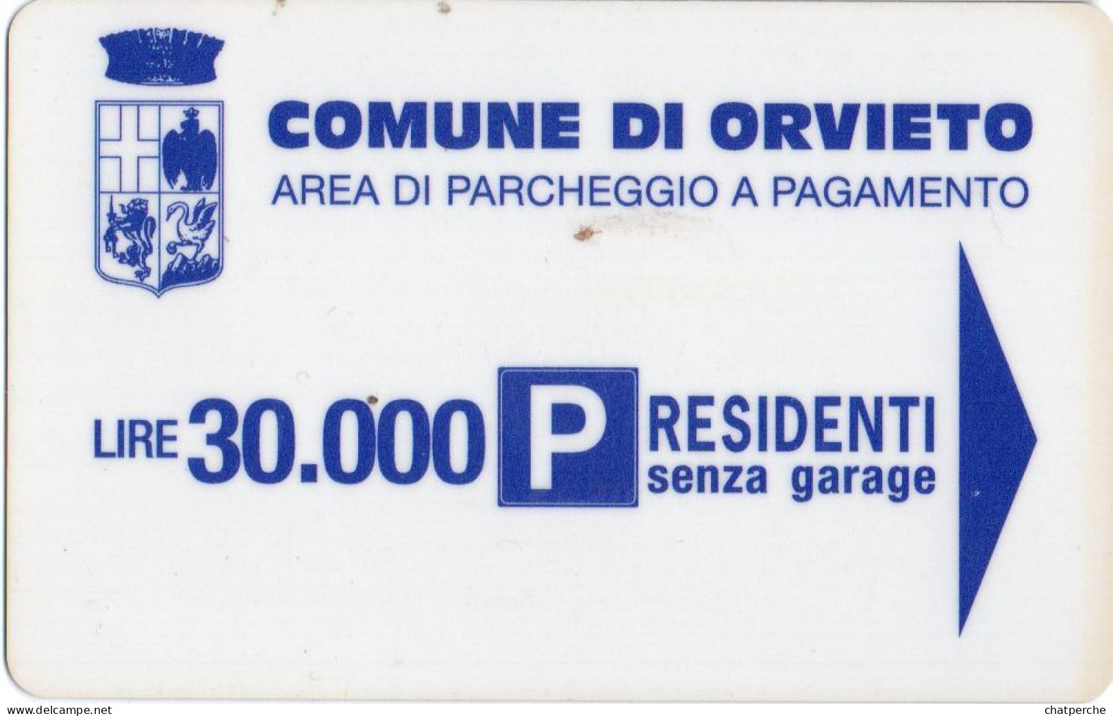 CARTE STATIONNEMENT BANDE MAGNETIQUE PARKING DI ORVIETTO...  ITALIE - Autres & Non Classés