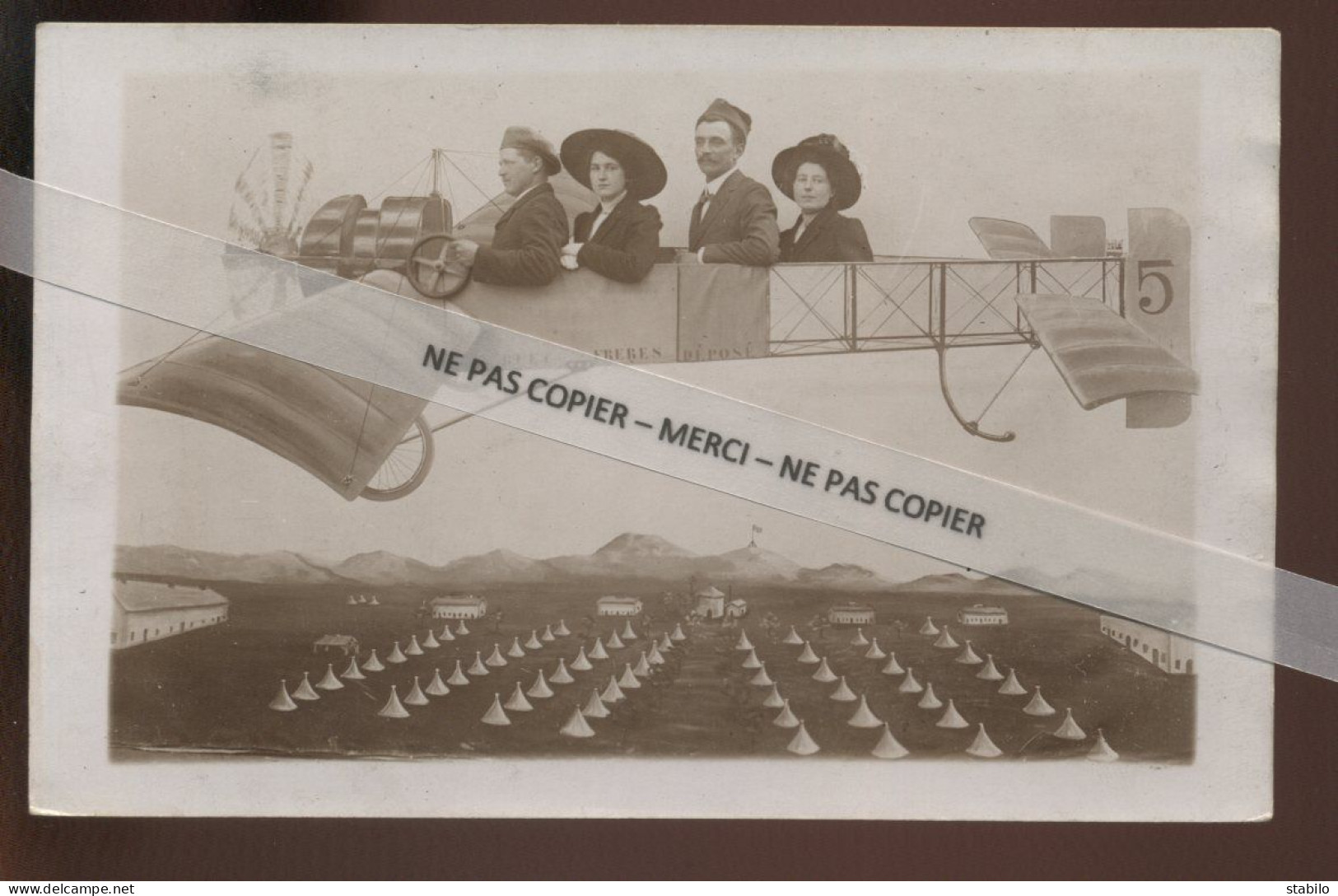 SURREALISME - COUPLES A BORD D'UN AEROPLANE - CARTE PHOTO ORIGINALE - Autres & Non Classés