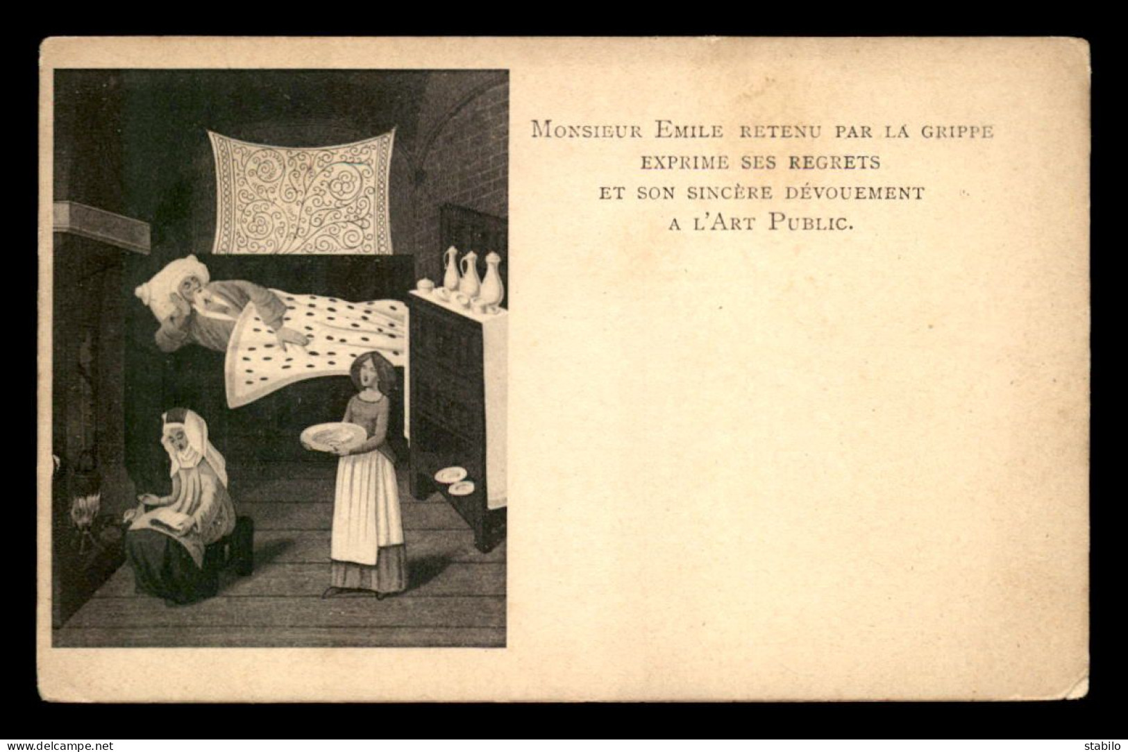 SURREALISME - MONSIEUR EMILE RETENU PAR LA GRIPPE EXPRIME SES REGRETS ET SON SINCERE DEVOUEMENT A L'ART PUBLIC - Autres & Non Classés