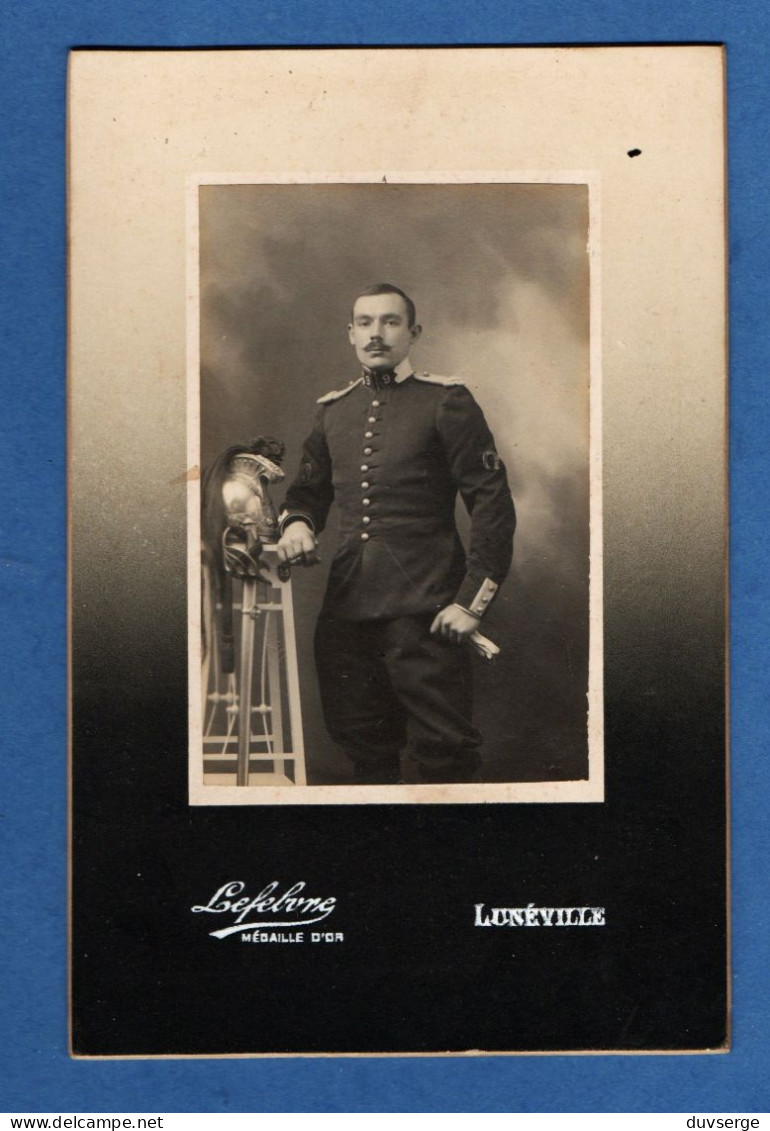 Photo Militaire Soldat Du 9eme Regiment De Dragons Photographie Lefevre Luneville ( Format 11cm X 16,5cm ) Dos Taché - Guerre, Militaire