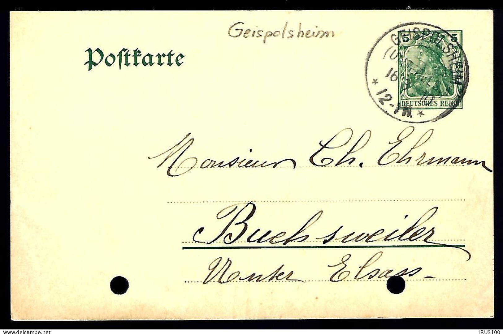 LETTRE DE GEISPOLSHEIM - 1910 - POUR BOUXWILLER - Covers & Documents