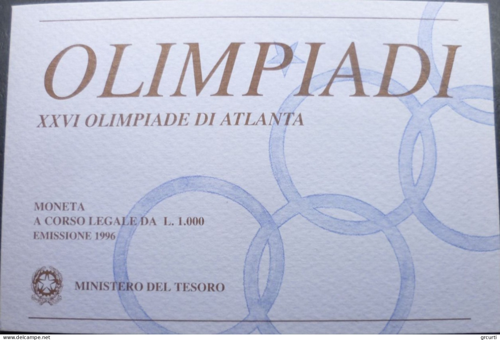 Italia - 1000 Lire 1996 - Olimpiadi Di Atlanta - Gig# 470 - KM# 182 - 1 000 Lire