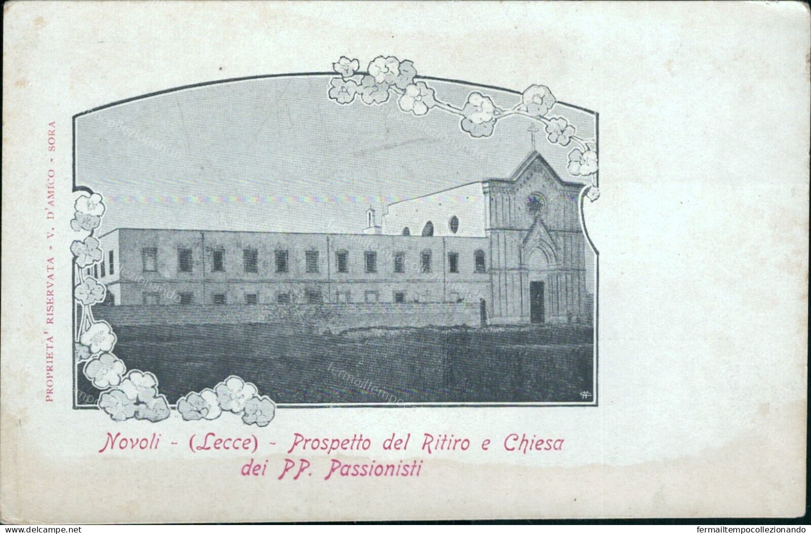 Cs83 Cartolina Novoli Prospetto Del Ritiro E Chiesa Dei Padri Passionisti Lecce - Lecce