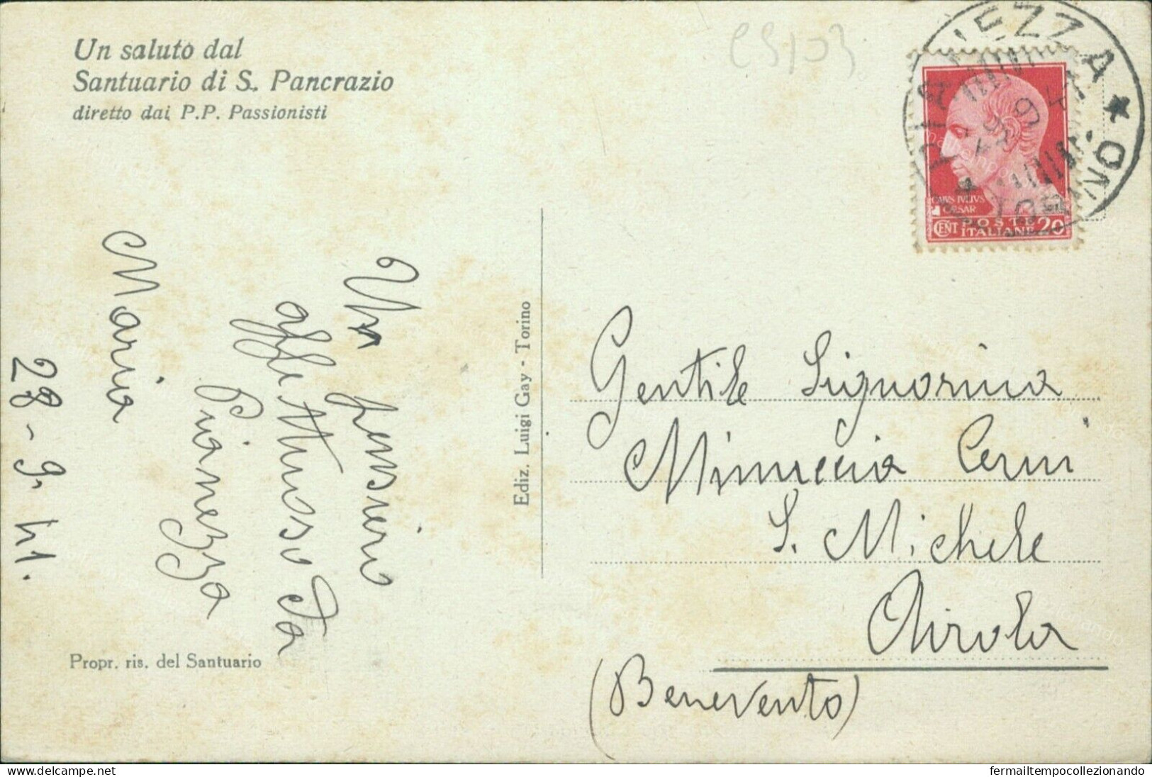 Cs103 Cartolina Pianezza Frazione S.pancrazio Santuario Padri Passionisti Torino - Other & Unclassified