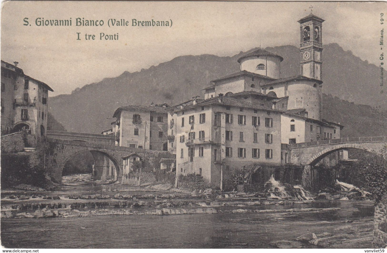 SAN GIOVANNI BIANCO-BERGAMO-I TRE PONTI- CARTOLINA INDIRIZZATA MA NON VIAGGIATA 1915-1925 - Bergamo