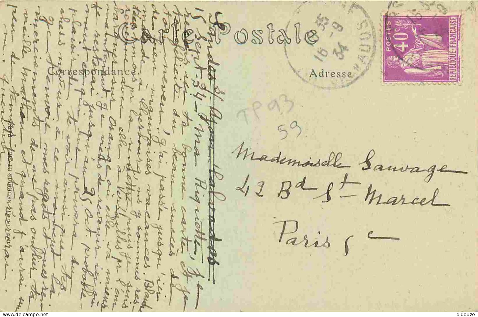 62 - Berck Sur Mer - L'Entonnoir - Animée - Correspondance - CPA - Oblitération Ronde De 1934 - Voir Scans Recto-Verso - Berck