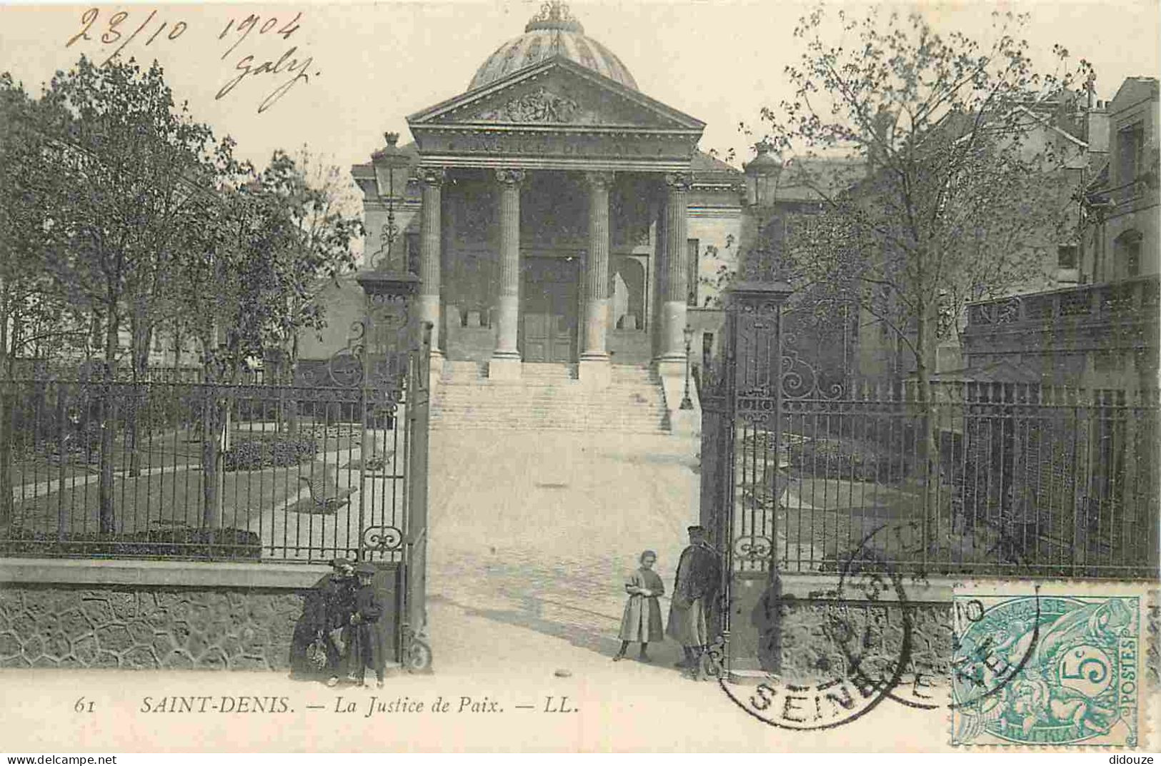 93 - Saint Denis - La Justice De Paix - Animée - CPA - Oblitération Ronde De 1904 - Voir Scans Recto-Verso - Saint Denis