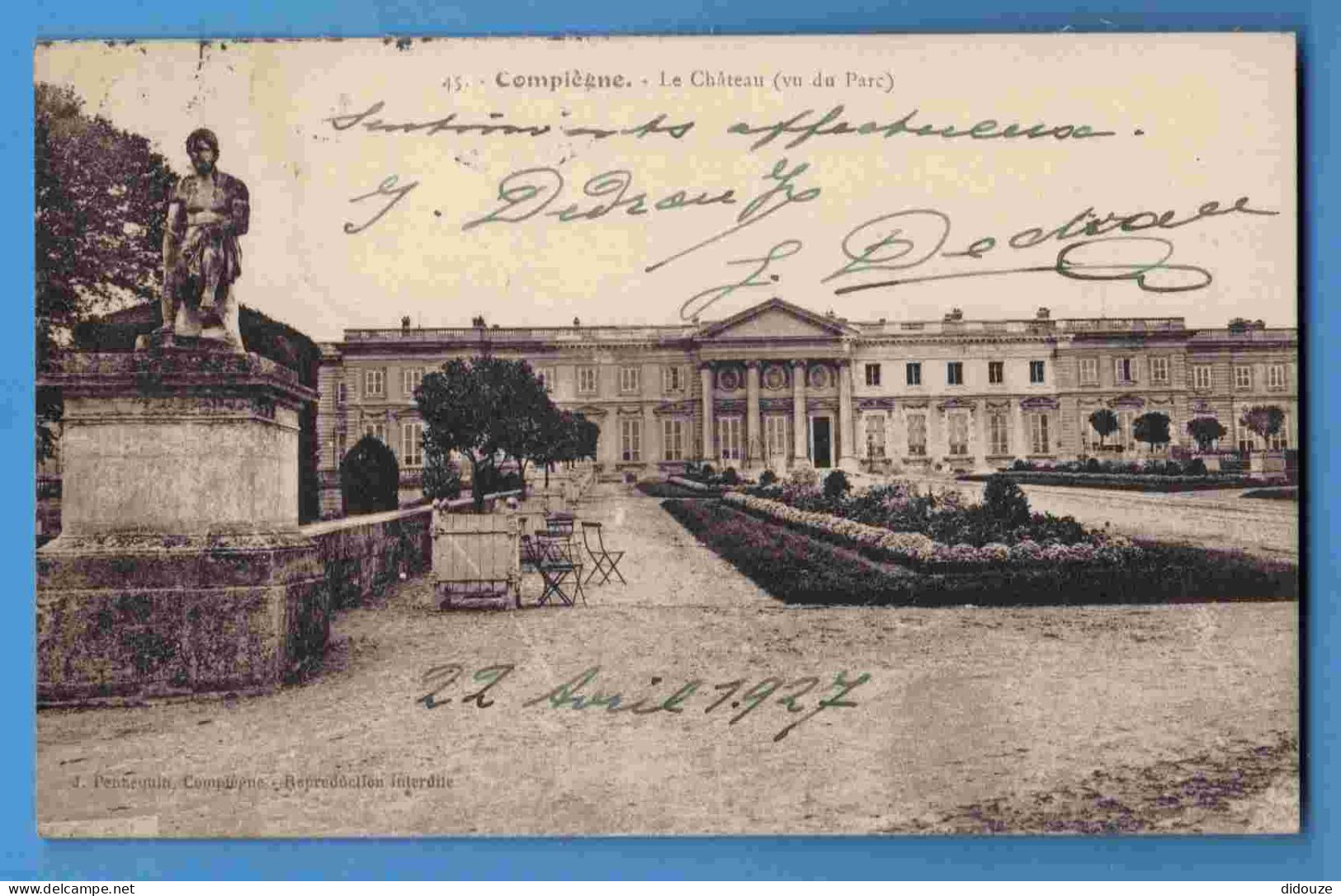 60 - Compiègne - Le Château - Vu Du Parc - Ecrite En 1927 - Compiegne