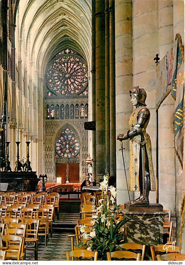 51 - Reims - Intérieur De La Cathédrale Notre Dame - Nef - Grande Rose - Petite Rose - Statue De Jeanne D'Arc - CPM - Ca - Reims