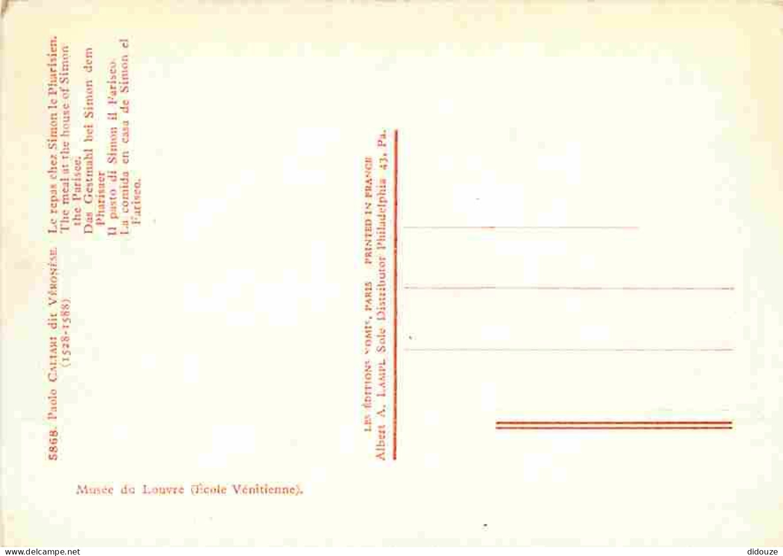 Art - Peinture - Paul Véronèse - Le Repas Chez Simon Le Pharisien - Musée Du Louvre - CPM - Voir Scans Recto-Verso - Peintures & Tableaux