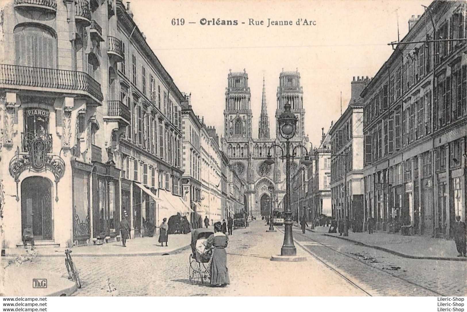 ►ORLÉANS◄29►CPA◄1917►RUE JEANNE D'ARC◄►CATHÉDRALE SAINTE-CROIX►ÉDIT. TH. G. N°619 - Orleans