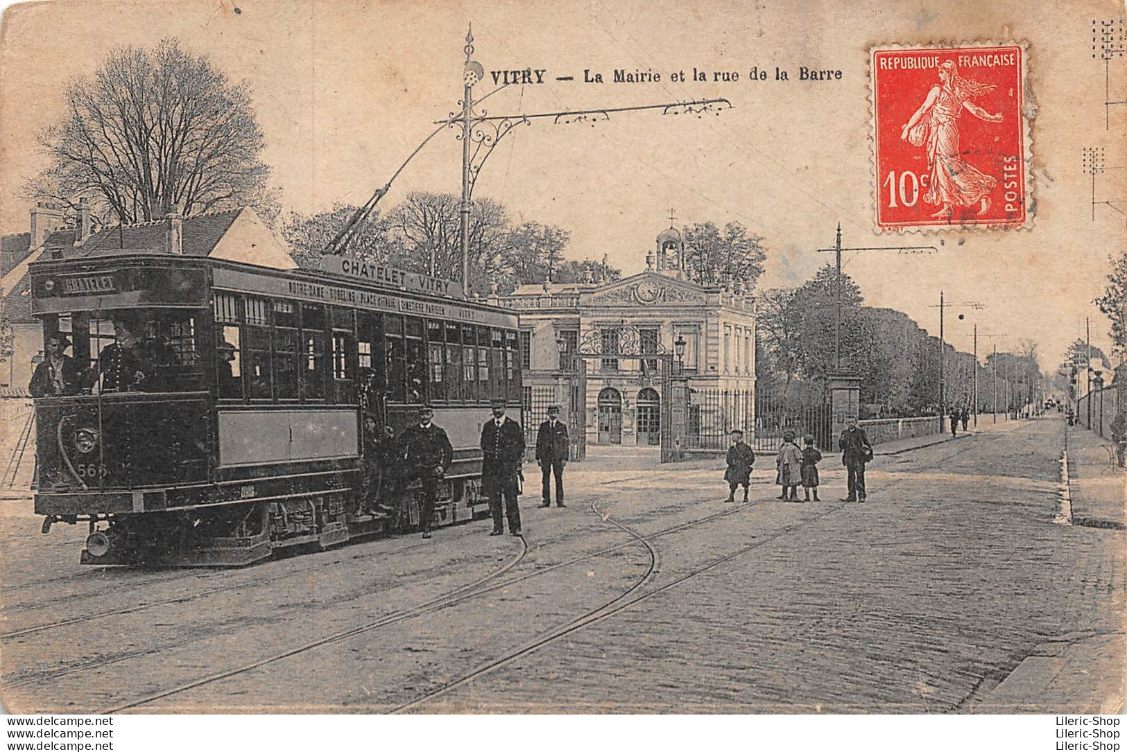 VITRY-SUR-SEINE (94) - La Mairie Et La Rue De La Barre - Beau Plan De Tramway Ligne Le Chatelet-Vitry Cpa - Vitry Sur Seine