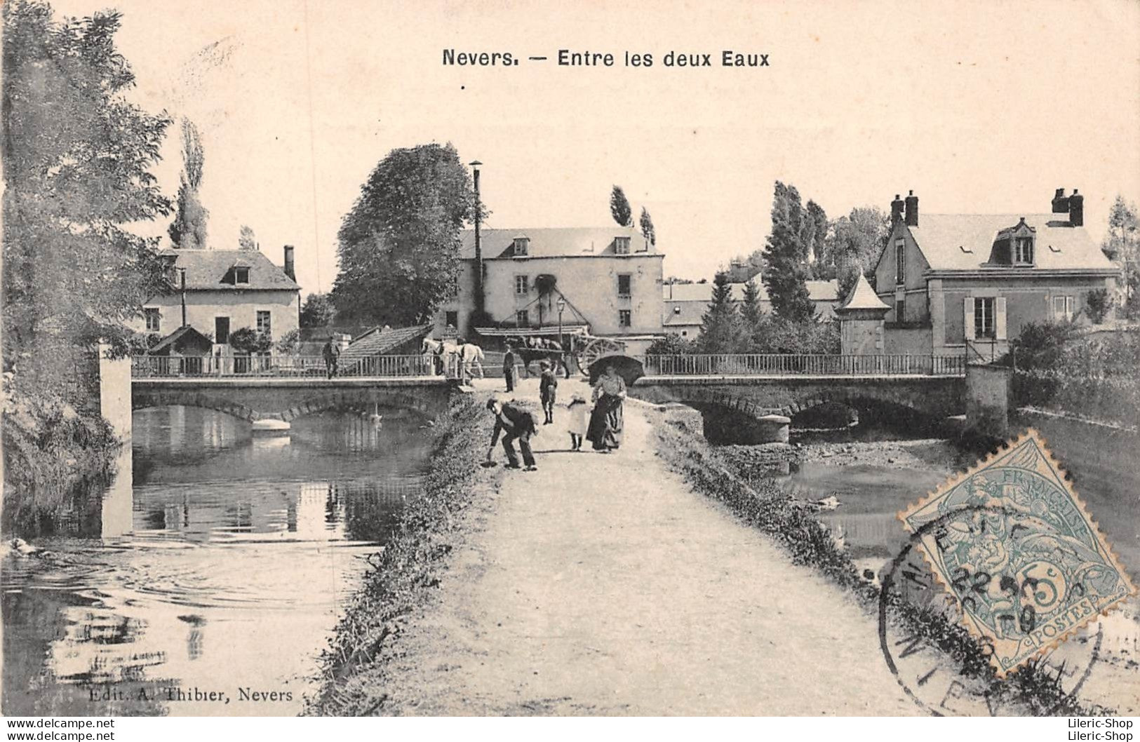 NEVERS (58) -  Entre Les Deux Eaux - Attelage à Cheval  En 1906 - Édition A. Thibier - Cpa - Nevers