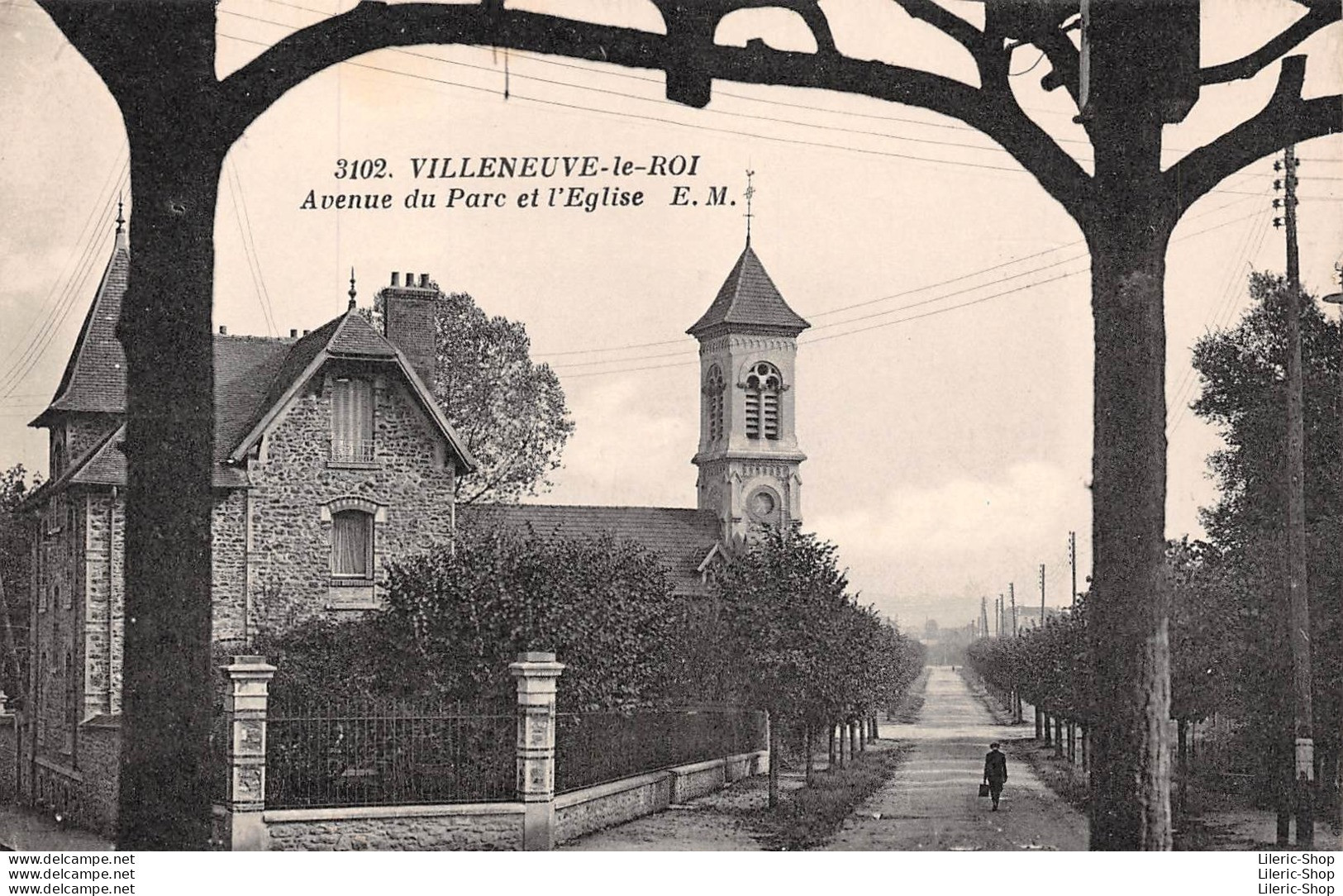 VILLENEUVE-LE-ROI (94) -  Avenue Du Parc Et L'Église - Éditions E.M. - CPA - Villeneuve Le Roi