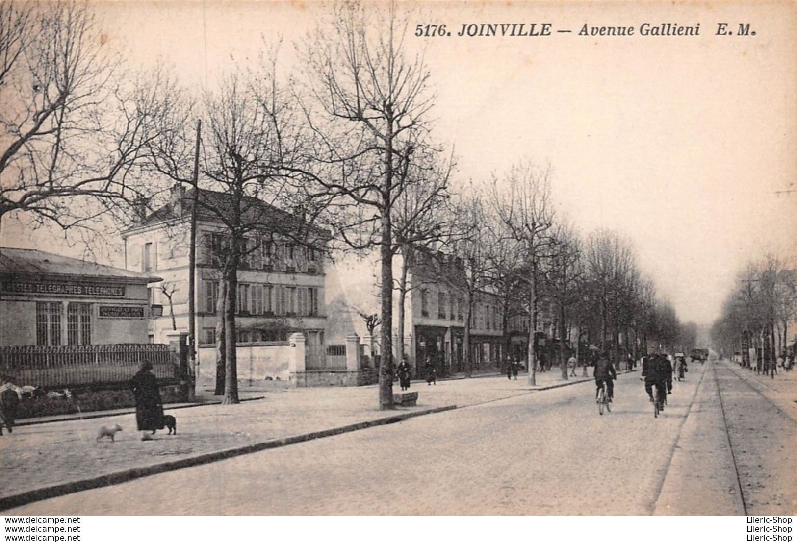 JOINVILLE-LE-PONT (94) - Avenue Gallieni, Sur La Gauche Batiment Des Postes-Télégraphes-Téléphones - Éd. E.M., Paris CPA - Joinville Le Pont