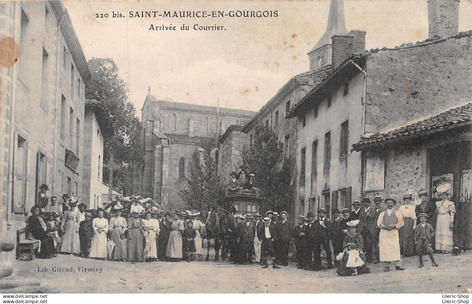 ►SAINT-MAURICE-EN-GOURGOIS◄42►CPA◄1909►ARRIVÉE DU COURRIER - MALLE-POSTE◄►ÉDIT. GIROUD N°220 BIS - Autres & Non Classés