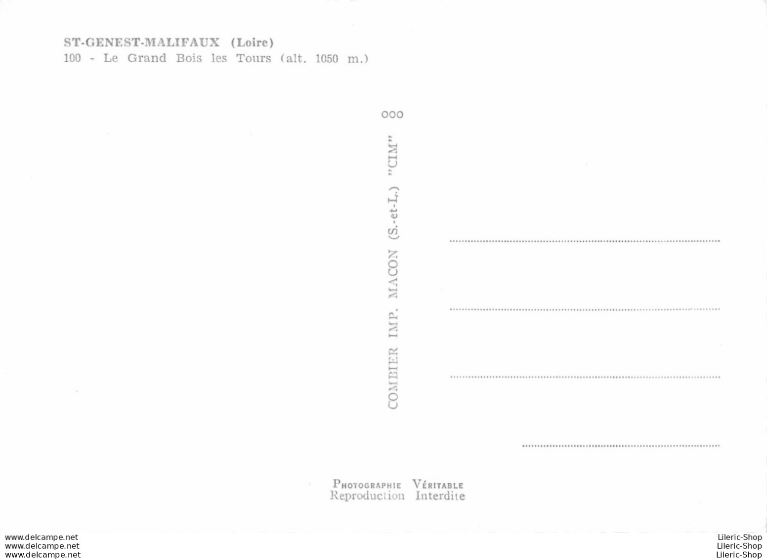 Saint-Genest-Malifaux (42) Le Grand Bois Les Tours Édition Combier Macon Cpsm - Autres & Non Classés