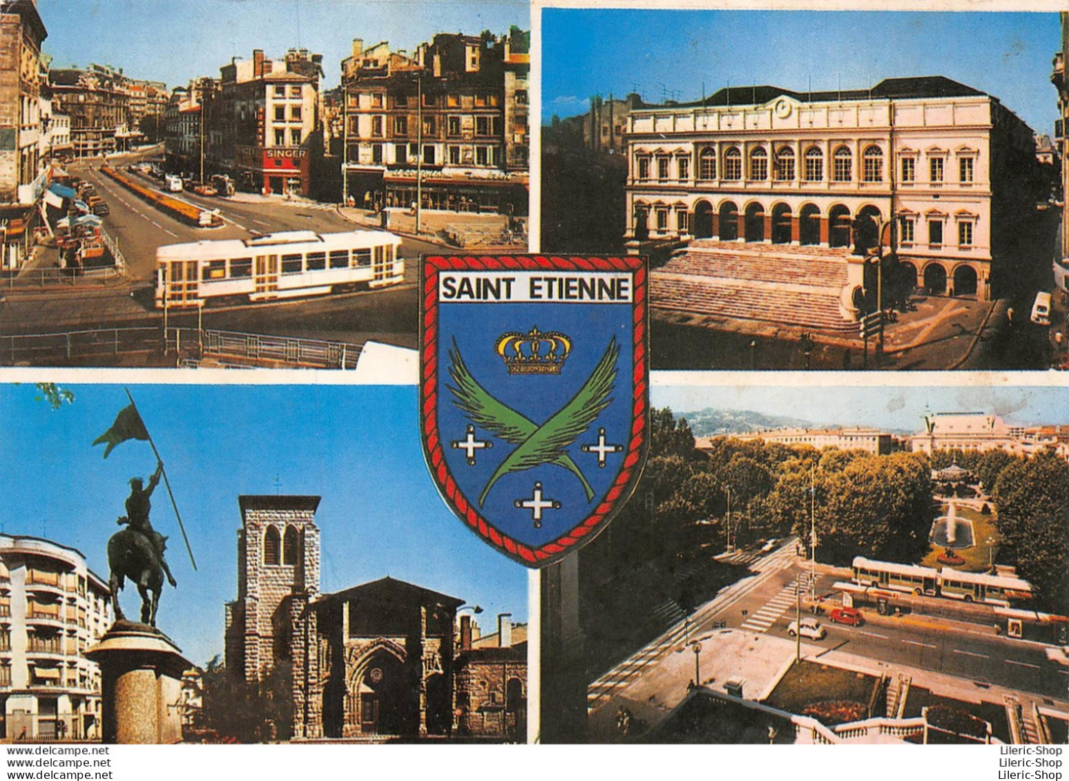 Saint-Étienne (42) - Blason - Place Du Peuple - L'Hôtel De Ville - La Grande Église - Éditions Théojac Cpsm - Saint Etienne