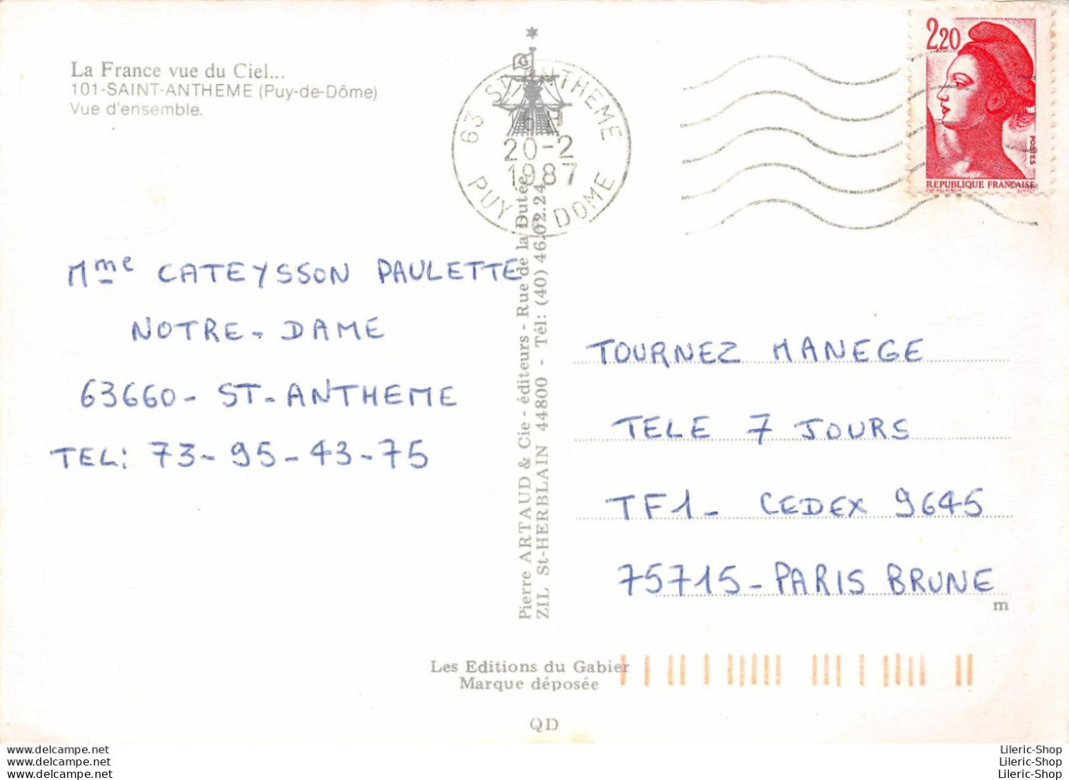 Saint-Anthème (63) - Vue Aérienne D'ensemble - Éditions Artaud &Cie 1987 Cpm - Autres & Non Classés