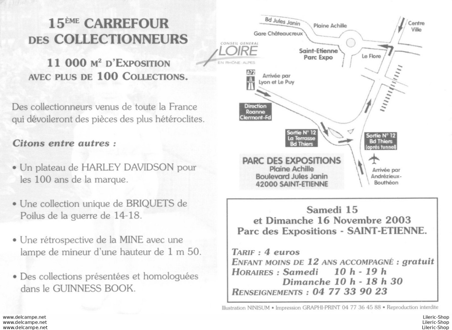[42] SAINT-ETIENNE 15ÈME CARREFOUR DES COLLECTIONNEURS - 15 Et 16 Novembre 2003 Parc Des Expositions  CPM - Bourses & Salons De Collections