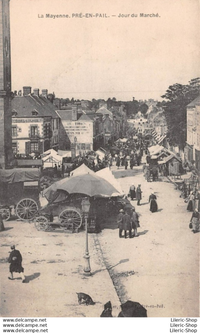 PRÉ-EN-PAIL (53) - La Mayenne - Jour Du Marché  - Cpa - Pre En Pail