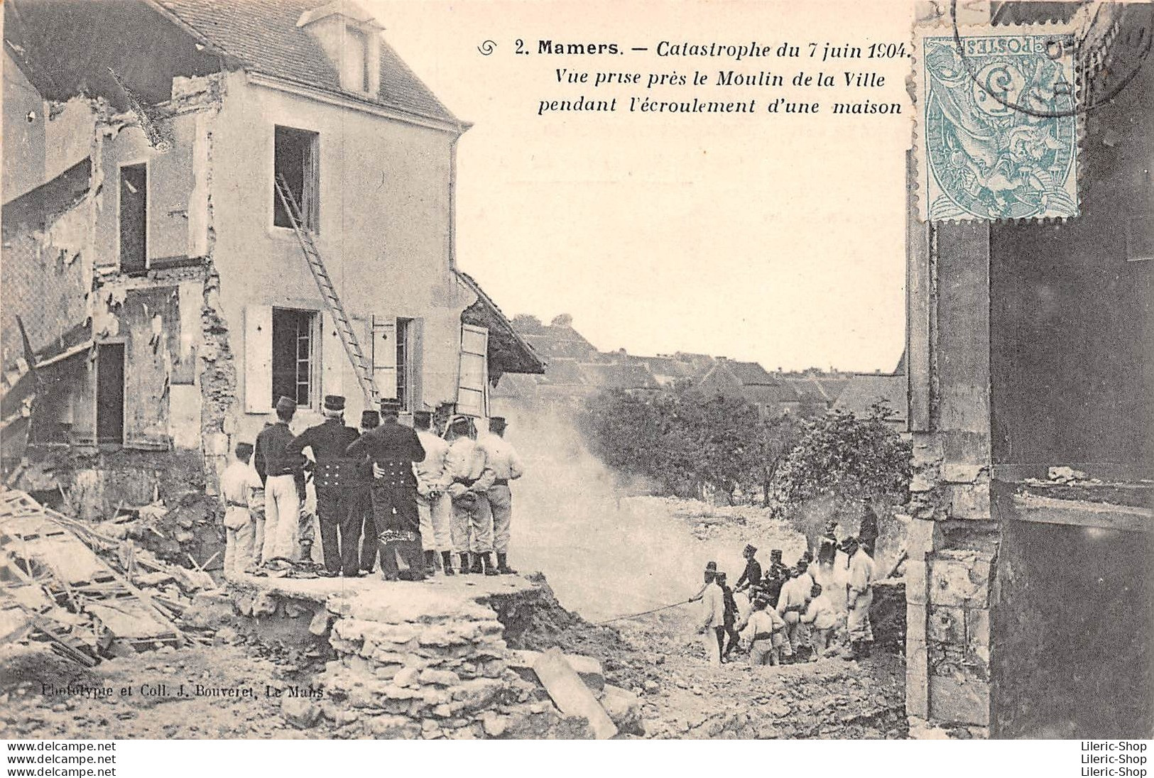 Catastrophe Du 7 Juin 1904 - Écroulement D'une Maison, Vue Prise Près Le Moulin De La Ville, Devant Le 115ème R.I Cpa - Mamers