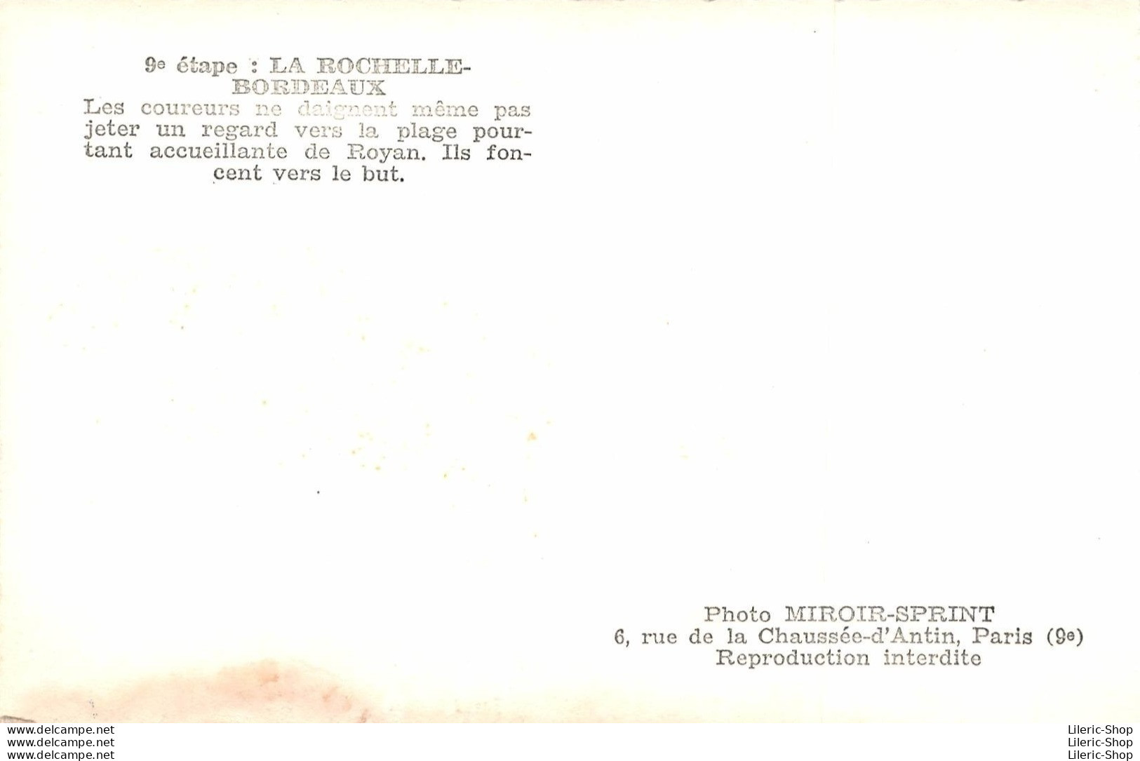 CPSM Miroir-Sprint - Tour De France 1956 - 9ème étape : La Rochelle - Bordeaux - Passage Du Peloton à Royan - Cyclisme