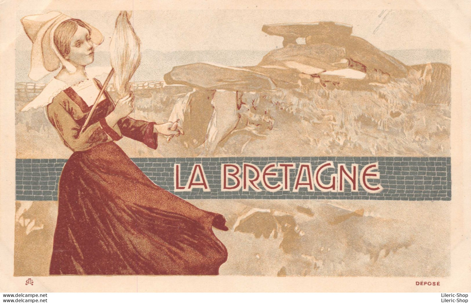 ART NOUVEAU - STYLE KIRCHNER - BELLE JEUNE FEMME - "LA BRETAGNE" - CPR - 1900-1949