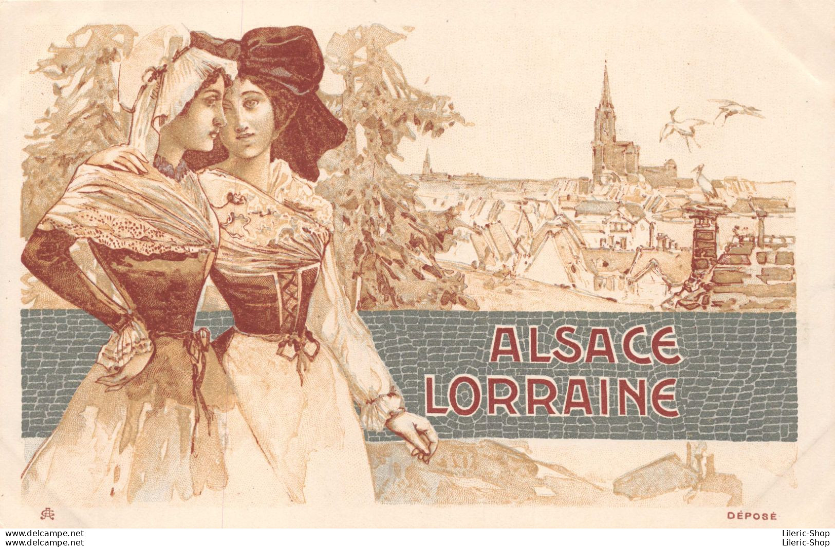 ART NOUVEAU - STYLE KIRCHNER - BELLES JEUNES FEMMES - "ALSACE LORRAINE" - CPR - 1900-1949