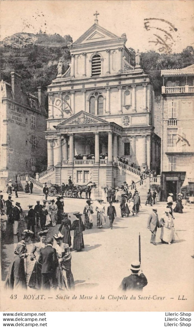 ROYAT (63) - Sortie De Messe à La Chapelle Du Sacré-Coeur - Belle Animation (Éditions LL N°43) -  Cpa 1921 - Royat