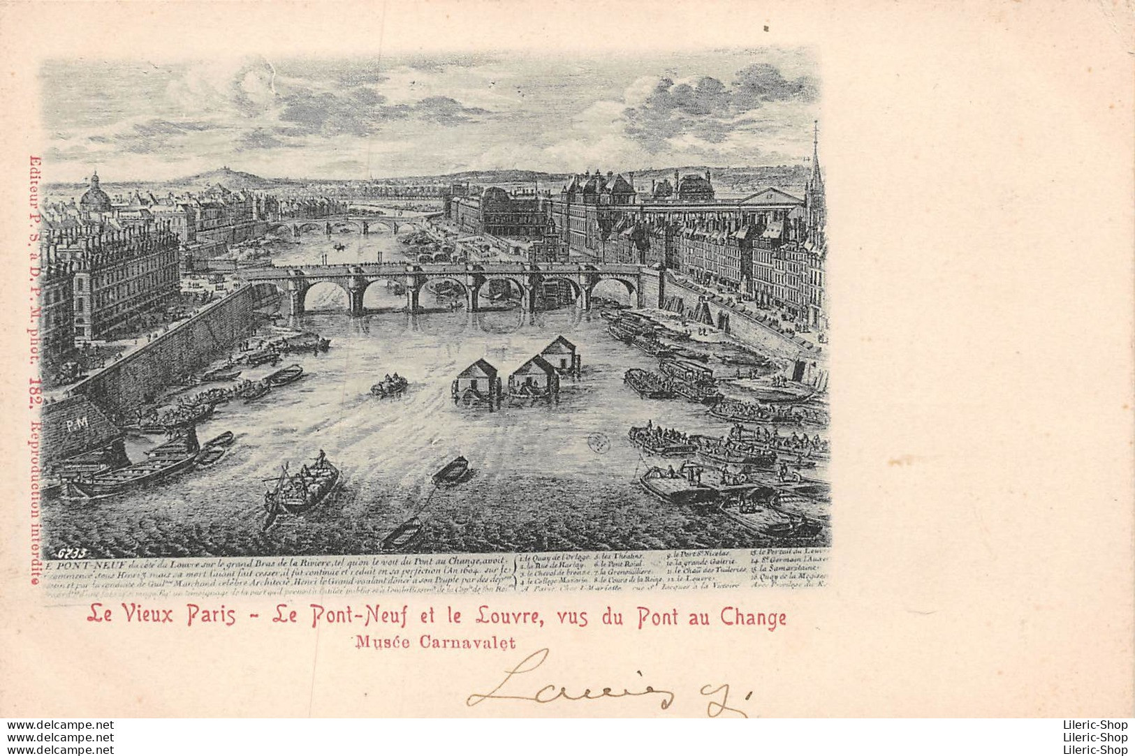 Musée Carnavalet - Vieux Paris - Pont 9 Et Louvre, Vus Du Pont Au Change - Éd. P.S. à P.M. Phot. 182 -1903 CPR - Museen