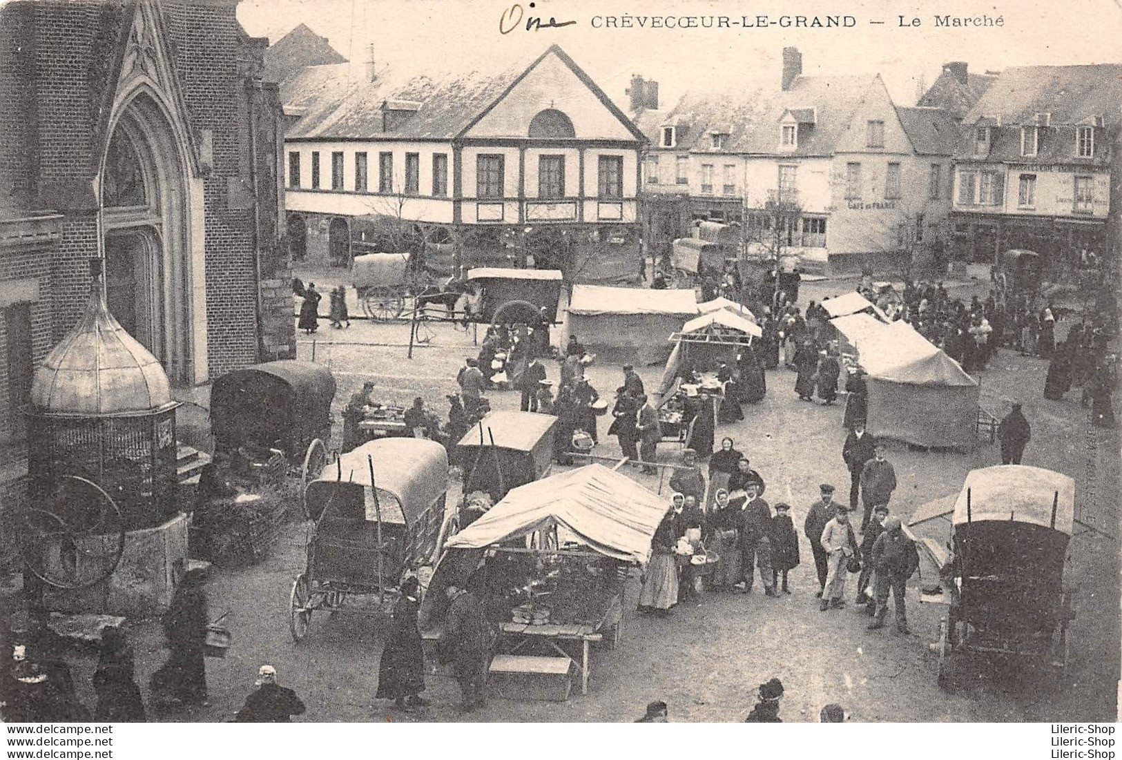 Crèvecœur-le-Grand (60) - Le Puits Et Le Marché En 1904 CPA - Crevecoeur Le Grand