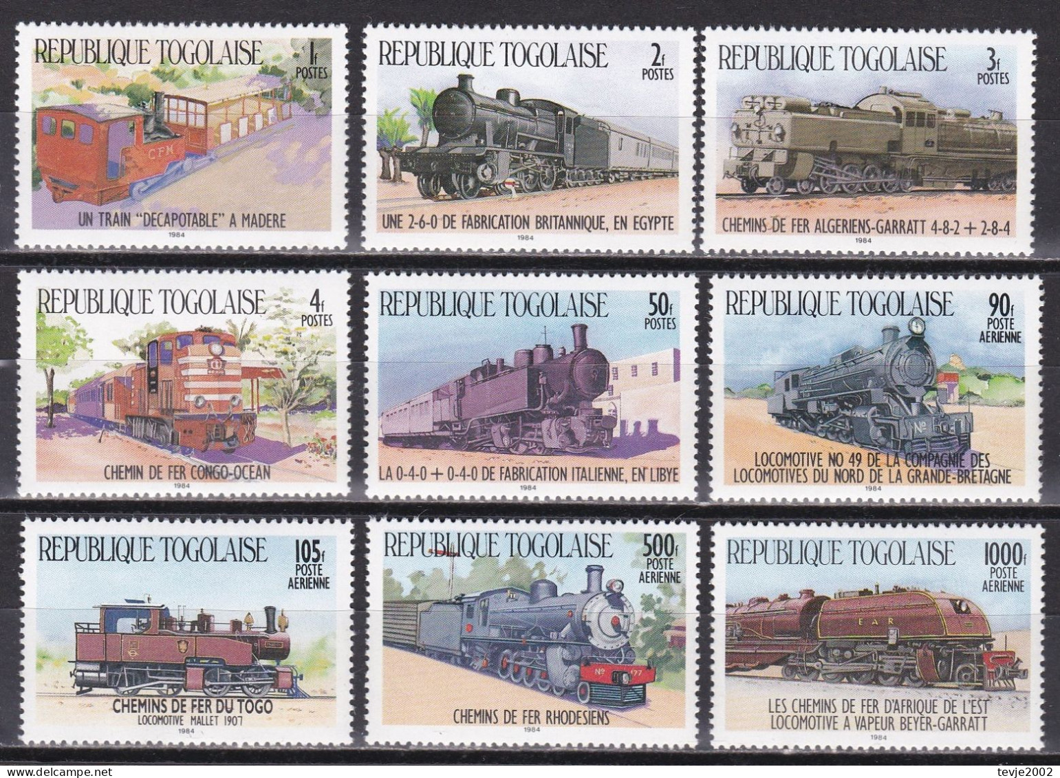 Togo 1984 - Mi.Nr. 1807 - 1815 - Postfrisch MNH - Eisenbahnen Railways Lokomotiven Locomotives - Trains