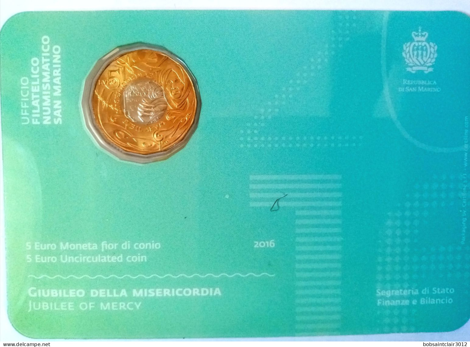 Piece De San Marino De 5 Euros 2016 Coin Card BU - San Marino