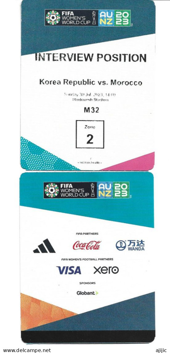 FIFA WOMEN'S WORLD CUP. AUSTRALIA / NZ 2023. TV INTERVIEW POSITION. KOREA REPUBLIC V MOROCCO - Maroc (1956-...)