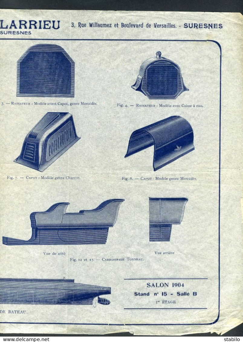 AUTOMOBILE - PLANCHE SUR CALQUE  - CAROSSERIE MARCEL & LARRIEU - 92 - SURESNES - Non Classés