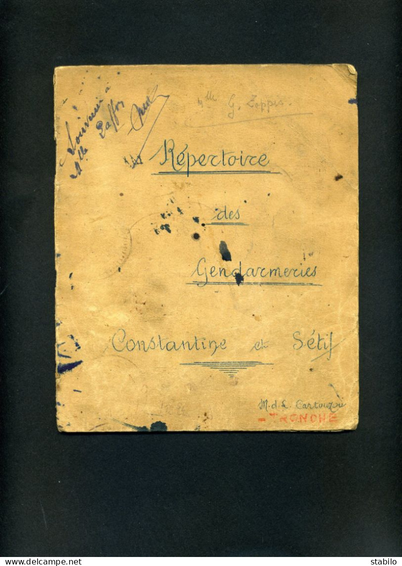 ALGERIE - REPERTOIRE MANUSCRIT DES GENDARMERIES DE CONSTANTINE ET SETIF - 5 PAGES - Non Classés