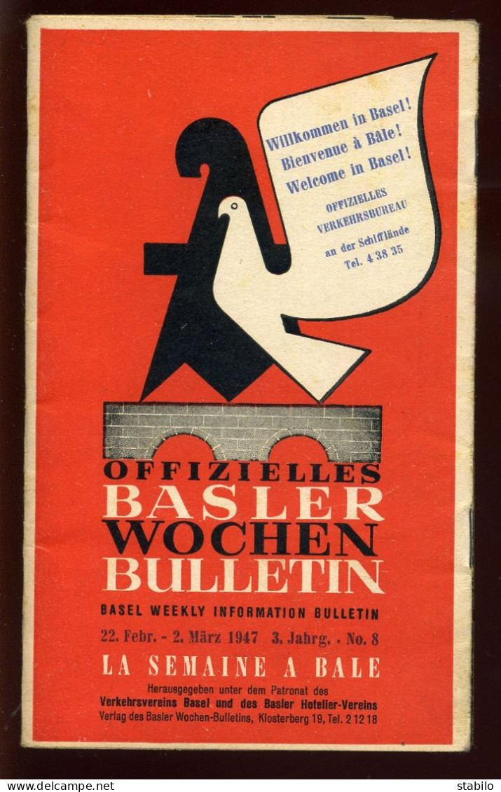 BALE (SUISSE) - DEPLIANT PUBLICITAIRE - PLAN - 1947 - Tourisme