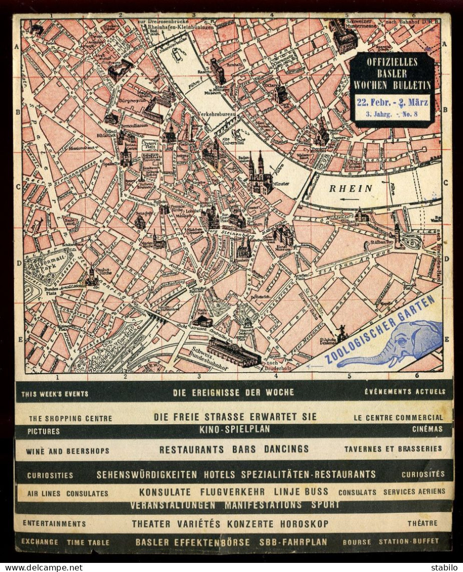 BALE (SUISSE) - DEPLIANT PUBLICITAIRE - PLAN - 1947 - Tourism